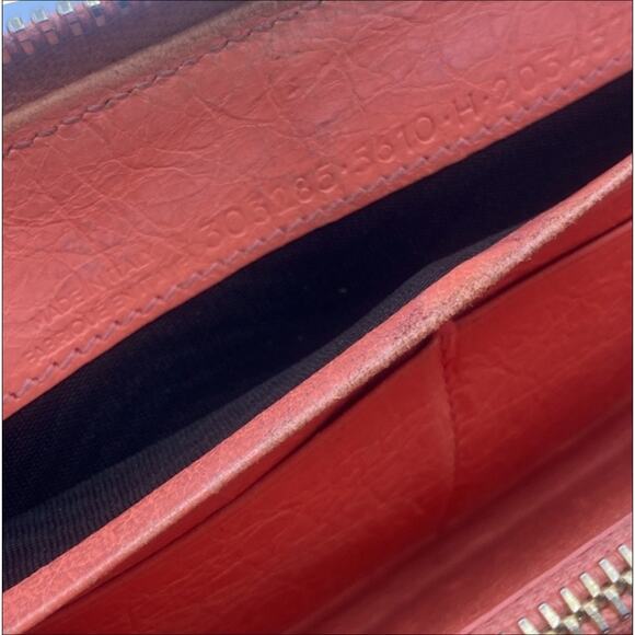 BALENCIAGA Motocross Leather Lambskin Zip Around Wallet Salmon - Picture 10 of 14